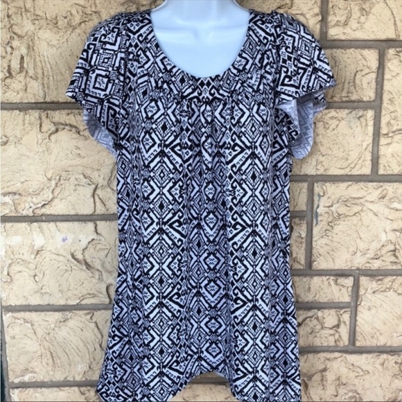 AB studio Black & White Tunic Top career casual Business Size Large - Picture 9 of 12